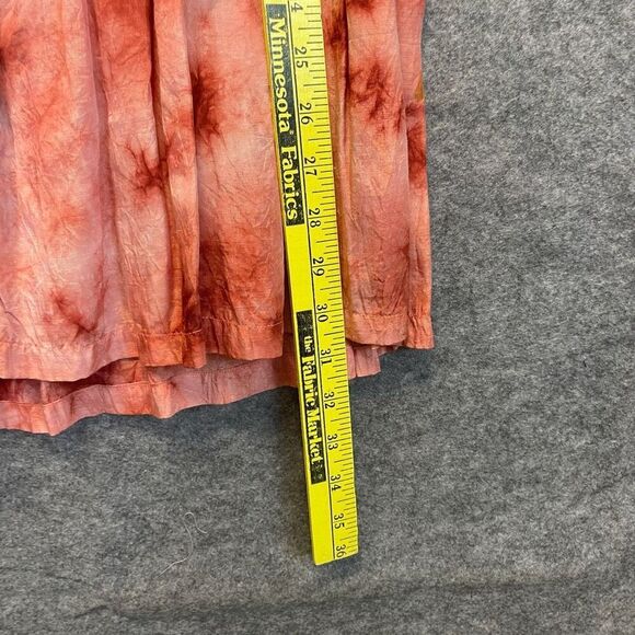Vintage ROMANCE Top Medium Peach Blouson Tie-Dye Button Front Tunic Short Sleeve - Picture 9 of 16
